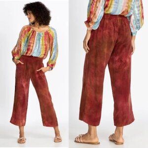 Johnny Was Size XS Red Orange Dyed Cupro Pull on Waist Cropped Pants